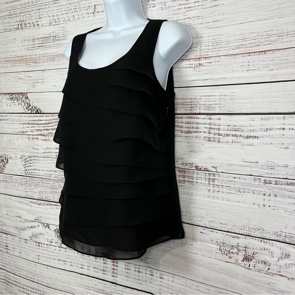 Coldwater Creek Black Tier Ruffle Sleeveless Blouse - Picture 4 of 12